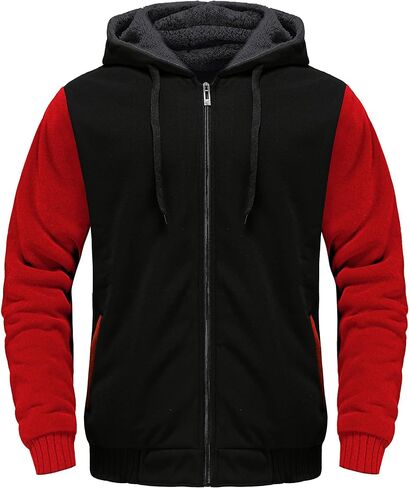 Little Beauty Hoodies for Men Zipper Jacket Fleece Sherpa Lined Winter Wool Heavyweight Sweashirts in Kuwait
