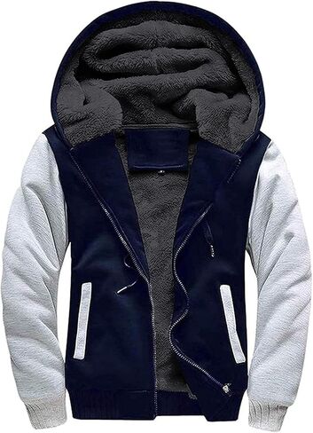 Little Beauty Hoodies for Men Zipper Jacket Fleece Sherpa Lined Winter Wool Heavyweight Sweashirts in Kuwait