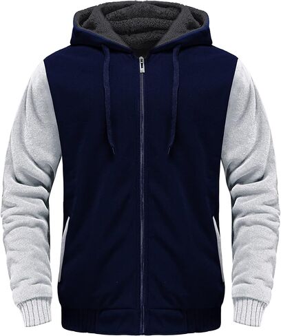 Little Beauty Hoodies for Men Zipper Jacket Fleece Sherpa Lined Winter Wool Heavyweight Sweashirts in Kuwait