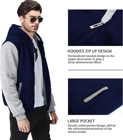 Little Beauty Hoodies for Men Zipper Jacket Fleece Sherpa Lined Winter Wool Heavyweight Sweashirts in Kuwait