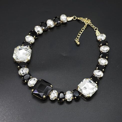 JNF Colorful Crystal Rhinestone Choker Collar Necklace For Women Twisted 3 Strand Statement Necklace Trendy Sparkly Gold Neck Chain Wedding Bridal Jewelry in Saudi Arabia