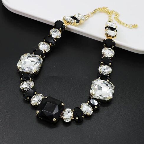 JNF Colorful Crystal Rhinestone Choker Collar Necklace For Women Twisted 3 Strand Statement Necklace Trendy Sparkly Gold Neck Chain Wedding Bridal Jewelry in Saudi Arabia