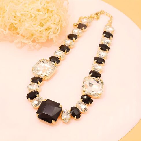 JNF Colorful Crystal Rhinestone Choker Collar Necklace For Women Twisted 3 Strand Statement Necklace Trendy Sparkly Gold Neck Chain Wedding Bridal Jewelry in Saudi Arabia