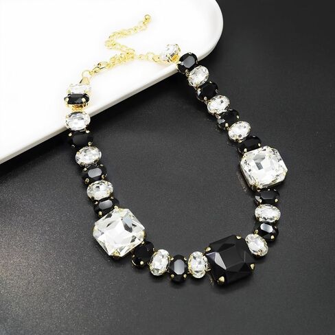 JNF Colorful Crystal Rhinestone Choker Collar Necklace For Women Twisted 3 Strand Statement Necklace Trendy Sparkly Gold Neck Chain Wedding Bridal Jewelry in Saudi Arabia