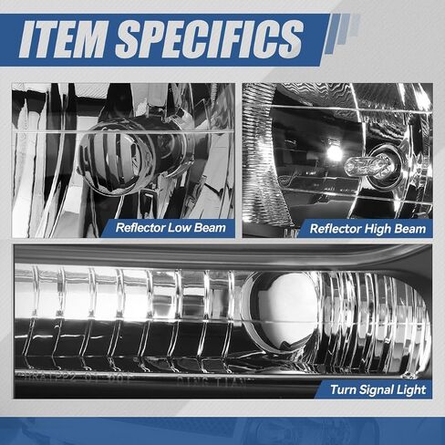 Auto Dynasty Headlights Assembly Compatible with 2002-2009 Chevy Trailblazer/Trailblazer EXT, Pair of Halogen Headlamps Replacement, Fits Full Length Grill Bar Model, Smoked Lens Amber Corner in Saudi Arabia