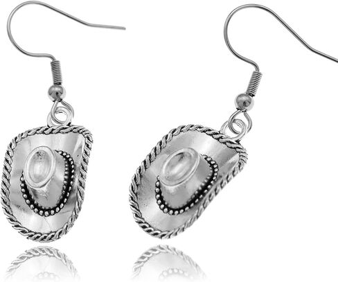 RechicGu Western West Cowgirl Cowboy Hat Drop Dangle Earrings Texas Spur Dangle Rodeo Boho Fancy Dress Costume in Saudi Arabia