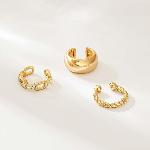 MEVECCO Ear Cuffs Non Piercing 18K Gold Plated Ear Cuff Earring Sets Clip on Cartilage Cubic Zirconia Pearl Minimalist Hypoallergenic Fake Hoop Earrings Stack Women Gifts in Saudi Arabia