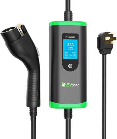 Level 2 EV Charger 32A Adjustable J1772 Electric Vehicle Charger with NEMA 14-50 Plug 25FT Cable 32 Amps Adjustable Current Charging Station Delay Charging Function Car Charger for All EVs in Saudi Arabia