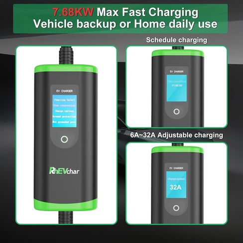Level 2 EV Charger 32A Adjustable J1772 Electric Vehicle Charger with NEMA 14-50 Plug 25FT Cable 32 Amps Adjustable Current Charging Station Delay Charging Function Car Charger for All EVs in Saudi Arabia