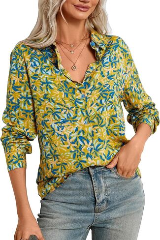 قمصان نسائية طويلة الأكمام بأزرار سفلية، قمصان كاجوال أنيقة، بلوزات العمل in Kuwait