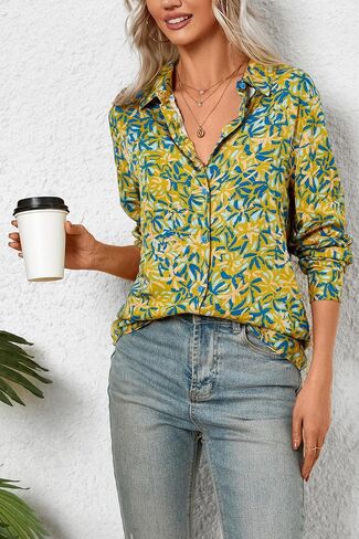 قمصان نسائية طويلة الأكمام بأزرار سفلية، قمصان كاجوال أنيقة، بلوزات العمل in Kuwait