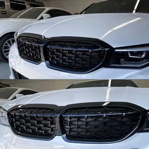 شبكة ماسية جديدة G20 G28 لسيارات BMW 3 Series شبكة أمامية لشبكات الكلى المصد الأمامي بديلة 2019-2021 (أسود) in Saudi Arabia