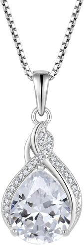 Infinity Teardrop Necklace 925 Sterling Silver Pear Shaped Pendant Birthstone Jewelry Gifts for Women in Kuwait