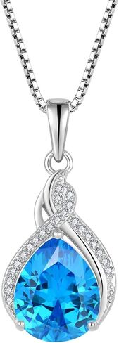 Infinity Teardrop Necklace 925 Sterling Silver Pear Shaped Pendant Birthstone Jewelry Gifts for Women in Kuwait