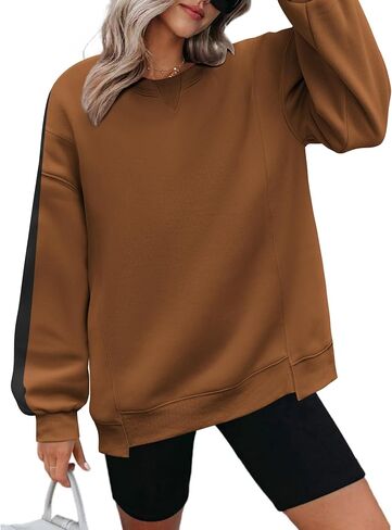 Zeagoo Womens Sweatshirt Long Sleeve Color Block Fleece Hoodies Fall Casual Crewneck Pullover Tunic Tops 2025 in Saudi Arabia