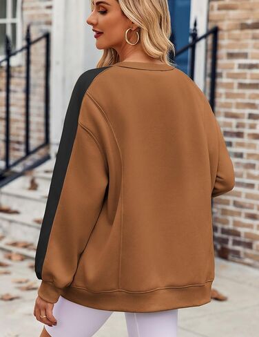 Zeagoo Womens Sweatshirt Long Sleeve Color Block Fleece Hoodies Fall Casual Crewneck Pullover Tunic Tops 2025 in Saudi Arabia