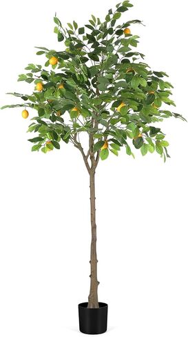 MARCH WIND Artificial Lemon Tree for Interior Decorating with 12 Lifelike Lemon Fruits, 4 Feet Tall Low maintenance and realistic details for home and living room decoration in Saudi Arabia