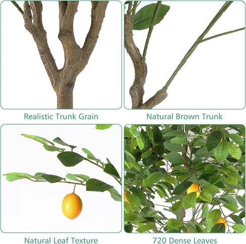 MARCH WIND Artificial Lemon Tree for Interior Decorating with 12 Lifelike Lemon Fruits, 4 Feet Tall Low maintenance and realistic details for home and living room decoration in Saudi Arabia