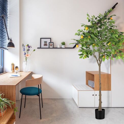 MARCH WIND Artificial Lemon Tree for Interior Decorating with 12 Lifelike Lemon Fruits, 4 Feet Tall Low maintenance and realistic details for home and living room decoration in Saudi Arabia