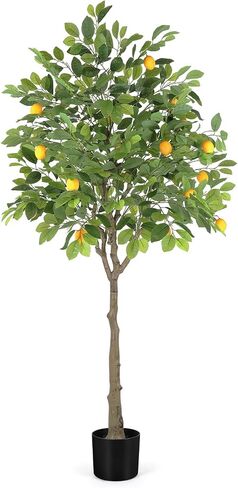 MARCH WIND Artificial Lemon Tree for Interior Decorating with 12 Lifelike Lemon Fruits, 4 Feet Tall Low maintenance and realistic details for home and living room decoration in Saudi Arabia