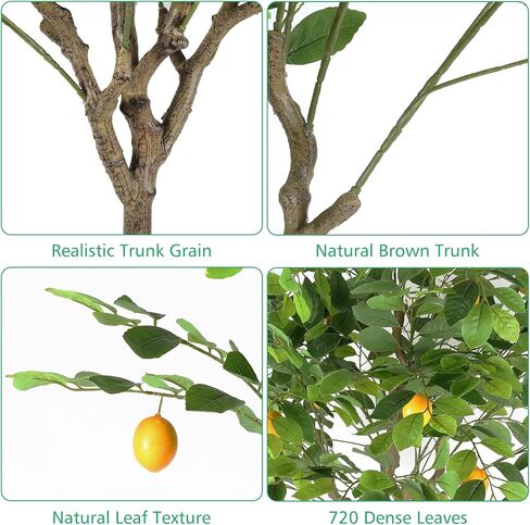 MARCH WIND Artificial Lemon Tree for Interior Decorating with 12 Lifelike Lemon Fruits, 4 Feet Tall Low maintenance and realistic details for home and living room decoration in Saudi Arabia
