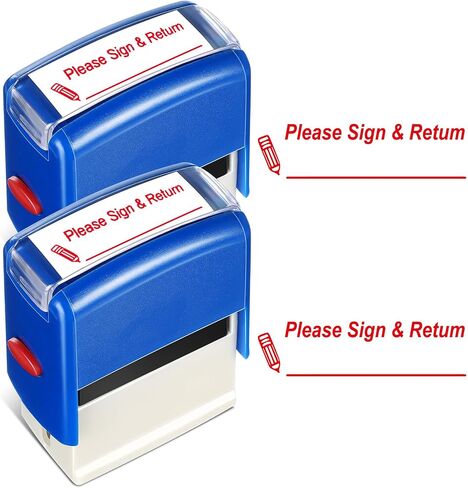 XunYee 2 Pcs Rectangular Teacher Stamp Self Inking Includes Please Sign & Return, Completed Together Stamp, Refillable Teacher Stamps for Teachers Parents School Classroom Business Office, Red Ink in Saudi Arabia
