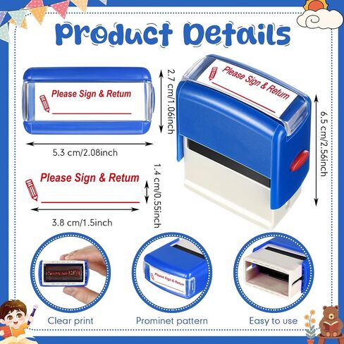 XunYee 2 Pcs Rectangular Teacher Stamp Self Inking Includes Please Sign & Return, Completed Together Stamp, Refillable Teacher Stamps for Teachers Parents School Classroom Business Office, Red Ink in Saudi Arabia