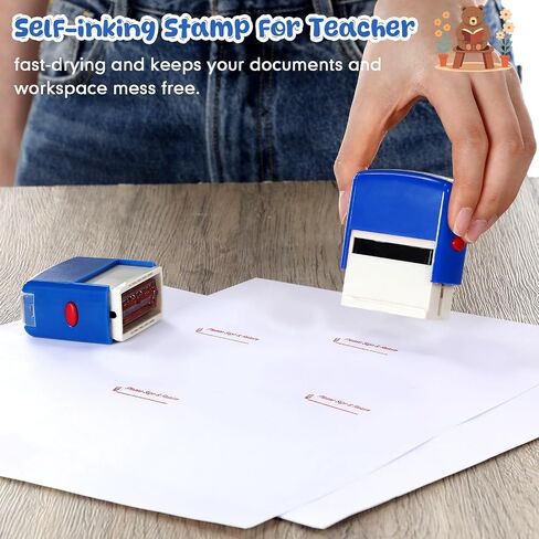 XunYee 2 Pcs Rectangular Teacher Stamp Self Inking Includes Please Sign & Return, Completed Together Stamp, Refillable Teacher Stamps for Teachers Parents School Classroom Business Office, Red Ink in Saudi Arabia