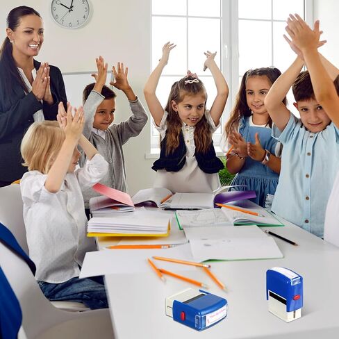 XunYee 2 Pcs Rectangular Teacher Stamp Self Inking Includes Please Sign & Return, Completed Together Stamp, Refillable Teacher Stamps for Teachers Parents School Classroom Business Office, Red Ink in Saudi Arabia