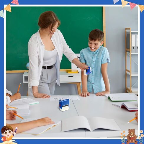 XunYee 2 Pcs Rectangular Teacher Stamp Self Inking Includes Please Sign & Return, Completed Together Stamp, Refillable Teacher Stamps for Teachers Parents School Classroom Business Office, Red Ink in Saudi Arabia