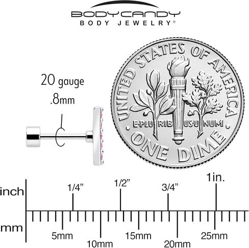 Body Candy Flat Back Earrings Studs - 3 Pairs of Stylish Surgical Stainless Steel Flat Back Earrings for Women - Sparkly CZ Stud Earrings Set for Women Men for Earlobes and Cartilage Hypoallergenic in Kuwait