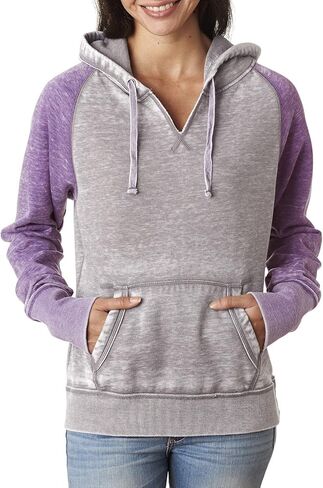 J. America-Ladies' Zen Fleece Raglan Sleeve Crewneck Sweatshirt-8927 in Kuwait