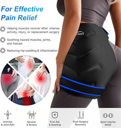 Atsuwell XL حزمة ثلج الورك بعد الجراحة، حزمة جل باردة لتخفيف آلام التهاب الجراب الورك، حزمة ثلج لجراحة استبدال الورك، ضغط بارد مبطن بالقطيفة الناعمة لإصابات الورك، والالتهاب، والتورم in Kuwait
