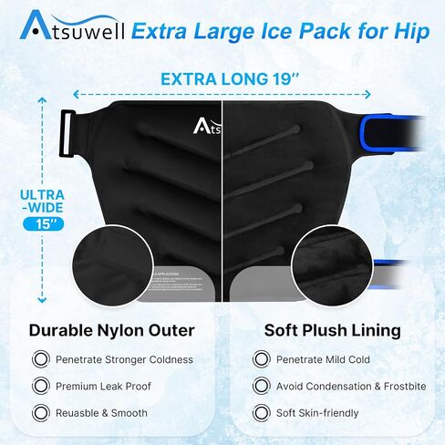 Atsuwell XL حزمة ثلج الورك بعد الجراحة، حزمة جل باردة لتخفيف آلام التهاب الجراب الورك، حزمة ثلج لجراحة استبدال الورك، ضغط بارد مبطن بالقطيفة الناعمة لإصابات الورك، والالتهاب، والتورم in Kuwait