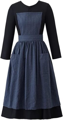 Sound of Music Costume Maria Nun Costume Victorian Maid Dress Apron Colonial Village Woman Costume in Kuwait