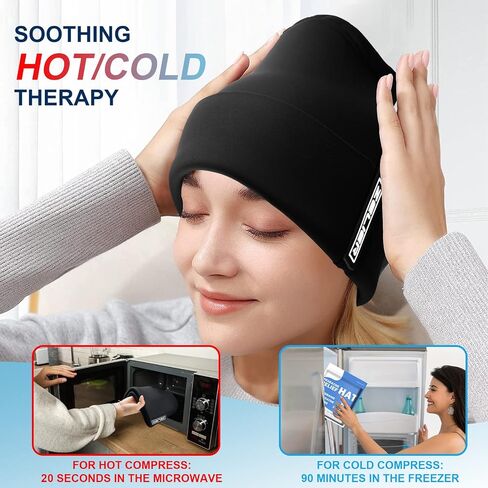 Migraine Relief Cap, Headache Relief Hat, Migraine Ice Head Wrap, Ice Pack Face Mask, Add Double Layers & Overhead Design, Hot and Cold Therapy for Tension, Sinus, Cluster, Puffy Eyes & Stress Relief in Saudi Arabia