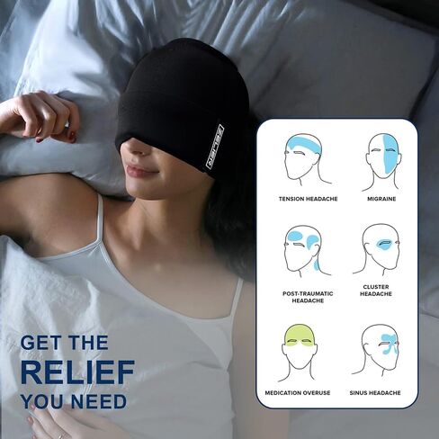 Migraine Relief Cap, Headache Relief Hat, Migraine Ice Head Wrap, Ice Pack Face Mask, Add Double Layers & Overhead Design, Hot and Cold Therapy for Tension, Sinus, Cluster, Puffy Eyes & Stress Relief in Saudi Arabia