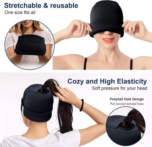 Migraine Relief Cap, Headache Relief Hat, Migraine Ice Head Wrap, Ice Pack Face Mask, Add Double Layers & Overhead Design, Hot and Cold Therapy for Tension, Sinus, Cluster, Puffy Eyes & Stress Relief in Saudi Arabia
