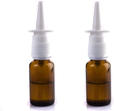 Amber Glass 2- Pack Nasal Spray Bottle 1 oz, Empty, Press Spray Head Refillable, Travel Sized 30 ml vials - No Labels in Saudi Arabia