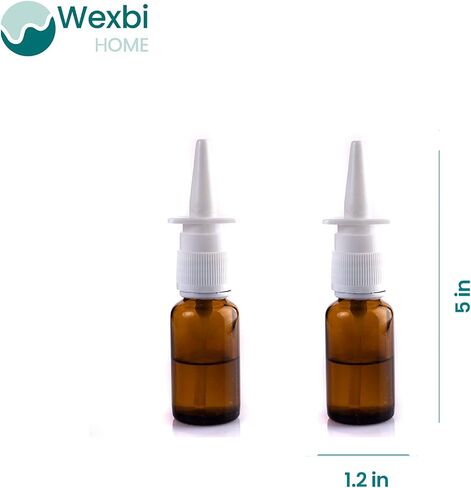 Amber Glass 2- Pack Nasal Spray Bottle 1 oz, Empty, Press Spray Head Refillable, Travel Sized 30 ml vials - No Labels in Saudi Arabia