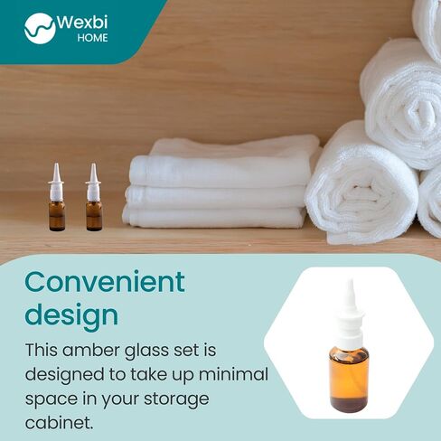 Amber Glass 2- Pack Nasal Spray Bottle 1 oz, Empty, Press Spray Head Refillable, Travel Sized 30 ml vials - No Labels in Saudi Arabia