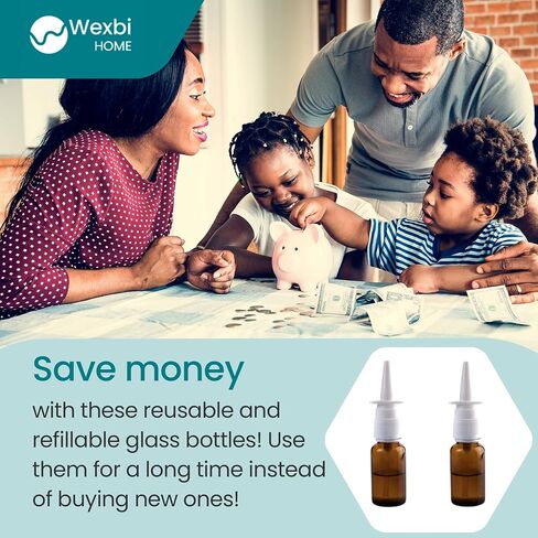 Amber Glass 2- Pack Nasal Spray Bottle 1 oz, Empty, Press Spray Head Refillable, Travel Sized 30 ml vials - No Labels in Saudi Arabia