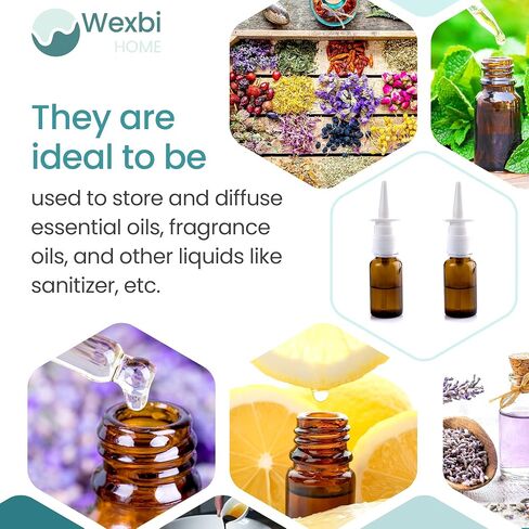 Amber Glass 2- Pack Nasal Spray Bottle 1 oz, Empty, Press Spray Head Refillable, Travel Sized 30 ml vials - No Labels in Saudi Arabia