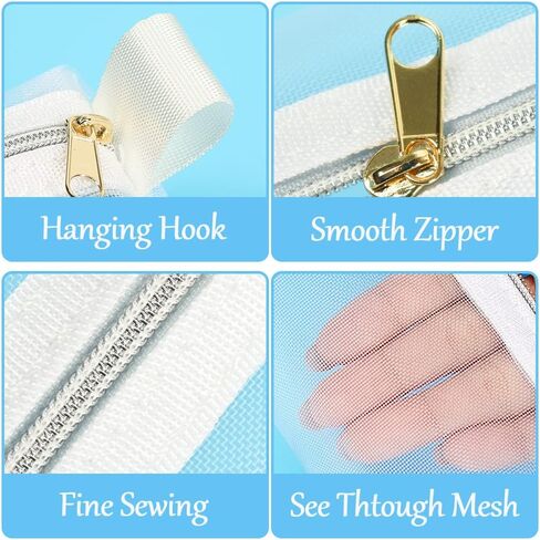 Mesh Makeup Brush Bag, 3pcs Nylon Cosmetic Pouch Slim Mesh Pencil Case with Zipper for Travel Office Purse Diaper Bag in Saudi Arabia