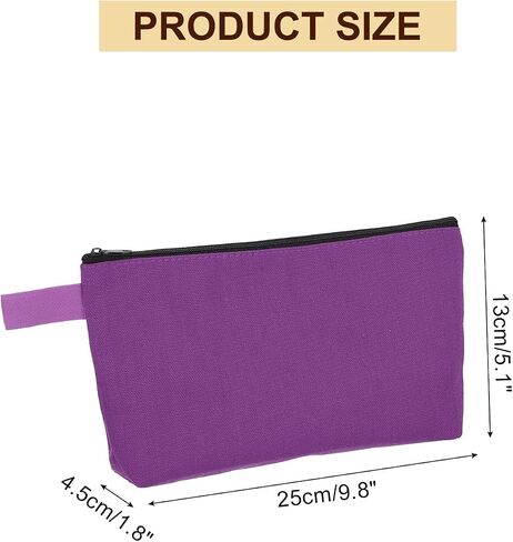 uxcell Canvas Makeup Bags, 30 Pcs Travel Cosmetic Bags Bulk, Multipurpose Plain Toiletry Zipper Pouches Blank DIY Craft Bags Pencil Bag for Women Teens, Purple in Kuwait