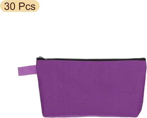 uxcell Canvas Makeup Bags, 30 Pcs Travel Cosmetic Bags Bulk, Multipurpose Plain Toiletry Zipper Pouches Blank DIY Craft Bags Pencil Bag for Women Teens, Purple in Kuwait