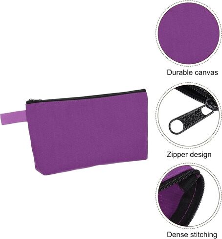 uxcell Canvas Makeup Bags, 30 Pcs Travel Cosmetic Bags Bulk, Multipurpose Plain Toiletry Zipper Pouches Blank DIY Craft Bags Pencil Bag for Women Teens, Purple in Kuwait