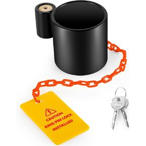 BYERN AUTO 5th Wheel King Pin Lock, Anti-Theft Fifth Wheel Lock Kingpin Solid Heavy Duty Steel with Warning Tag & 2 Keys for RVs, Container Trailers and Campers, Extremely Durable (Yellow)
