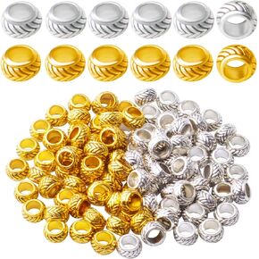 BronaGrand 200pcs Antique Gold Spacers Beads Column Rondelle Barrel Beads Tibetan Alloy Vintage Loose Beads with 4.4mm Large Hole for Jewelry Crafts Making DIY Bracelet Necklace Handmade Decoration