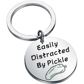 UJIMS Pickle Keychain Pickle Lover Gift Easily Distracted by Pickle for Her Funny Pickle Pun Gift Foodie Gift